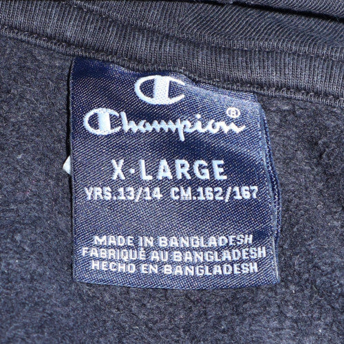 Champion Boys Black Full Zip Hoodie XL 13-14 Years Cotton Blend Logo