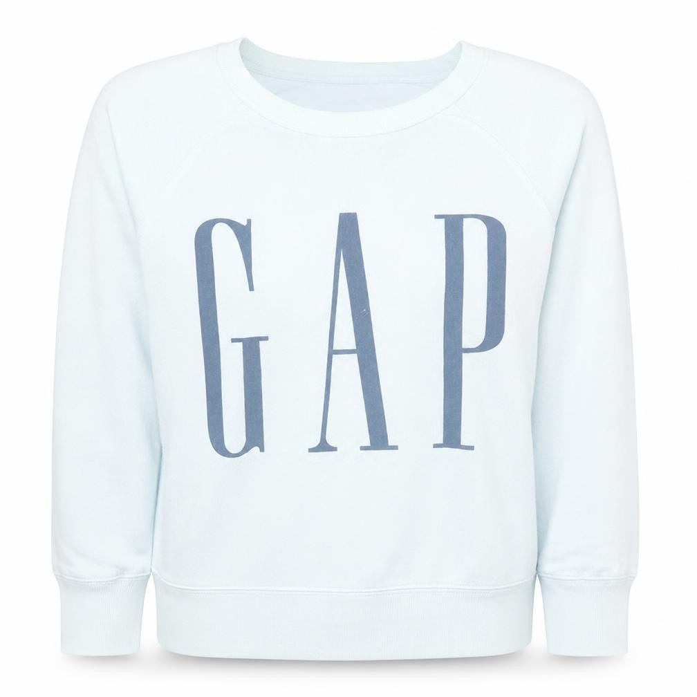 Gap Womens White Crew Neck Logo Sweatshirt Size M Cotton Blend