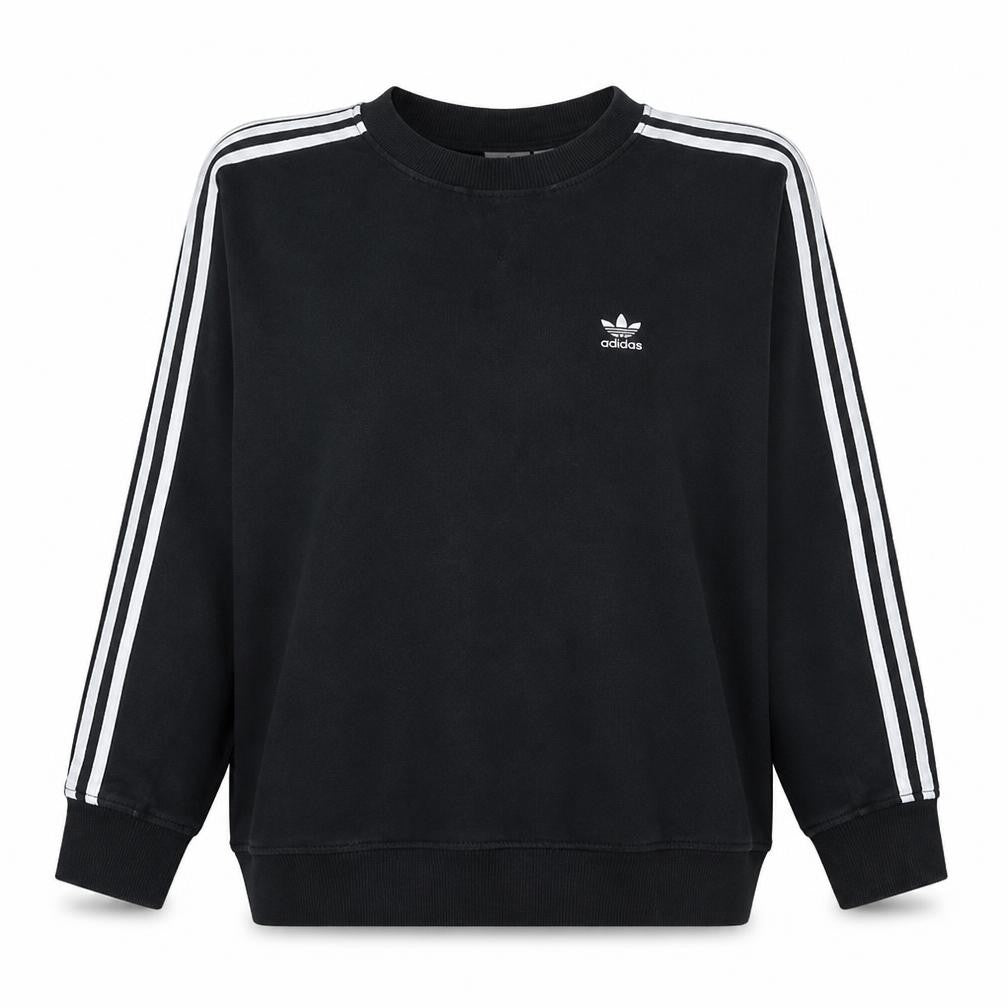 Adidas Women Black Crew Neck Pullover Sweatshirt UK 6 XS Logo Casual