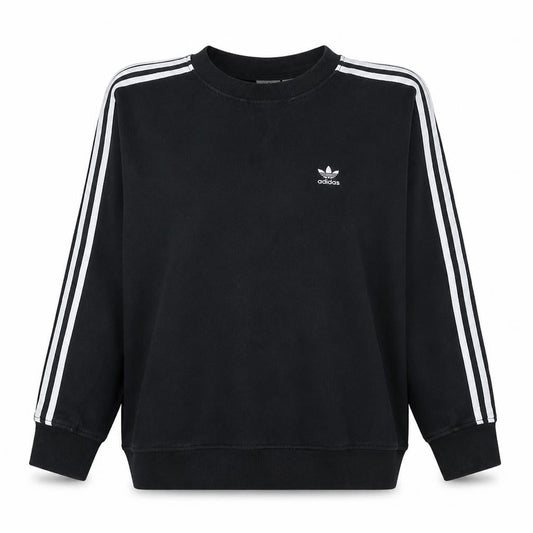 Adidas Women Black Crew Neck Pullover Sweatshirt UK 6 XS Logo Casual