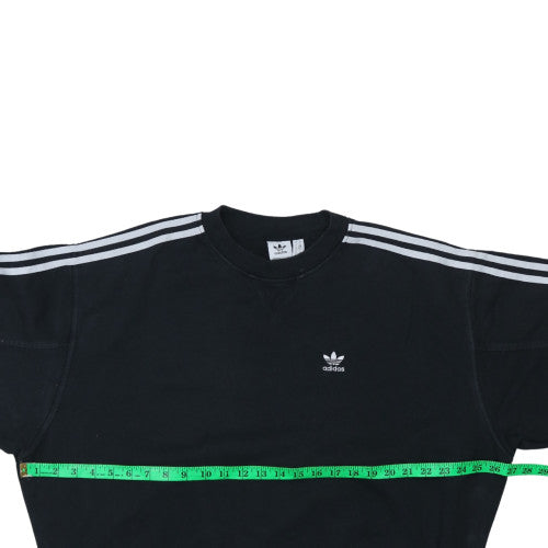 Adidas Women Black Crew Neck Pullover Sweatshirt UK 6 XS Logo Casual