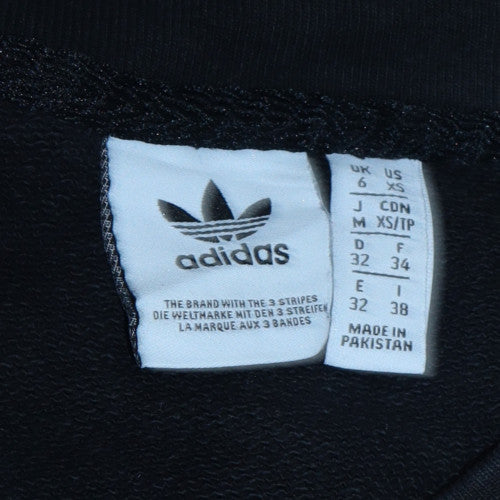 Adidas Women Black Crew Neck Pullover Sweatshirt UK 6 XS Logo Casual