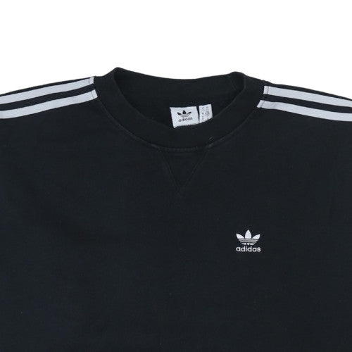 Adidas Women Black Crew Neck Pullover Sweatshirt UK 6 XS Logo Casual