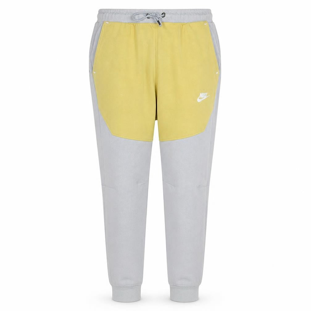 Nike Men's Grey and Yellow Jogger Trousers Size M Elastic Waist