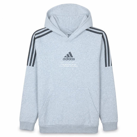 Adidas Boys Grey Pullover Hoodie 15-16 Years Classic Fit Sportswear