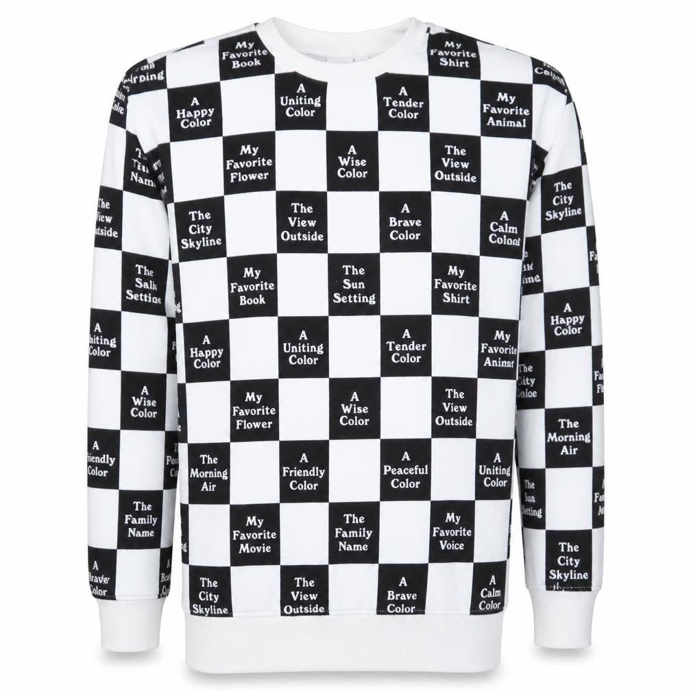Vans Men's Black & White Graphic Check Pullover Sweatshirt Size S
