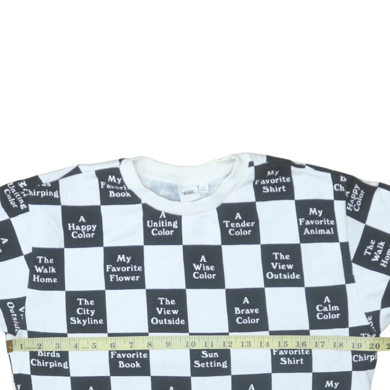 Vans Men's Black & White Graphic Check Pullover Sweatshirt Size S