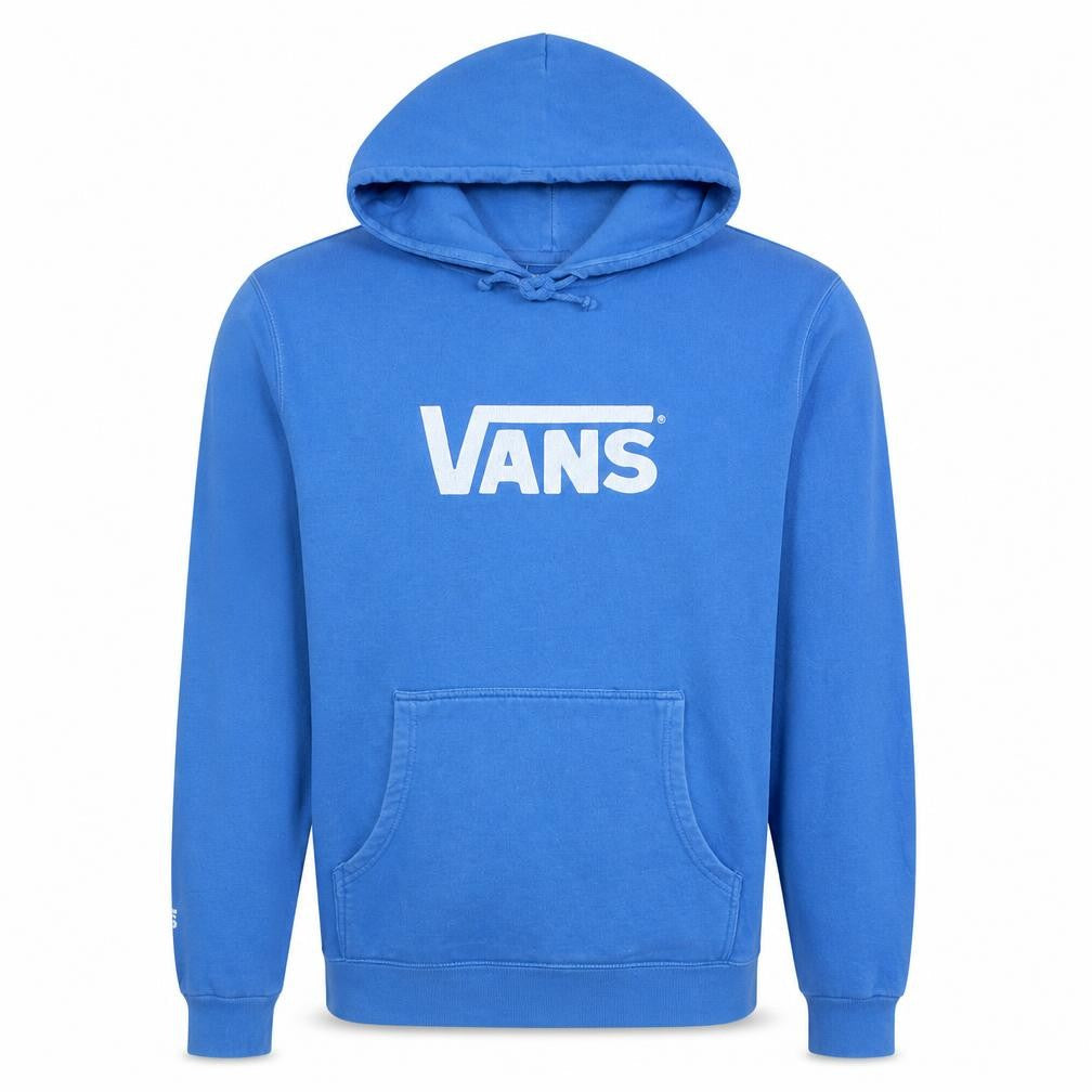 Vans Men's Blue Pullover Hoodie Small Logo Graphic Cotton Blend