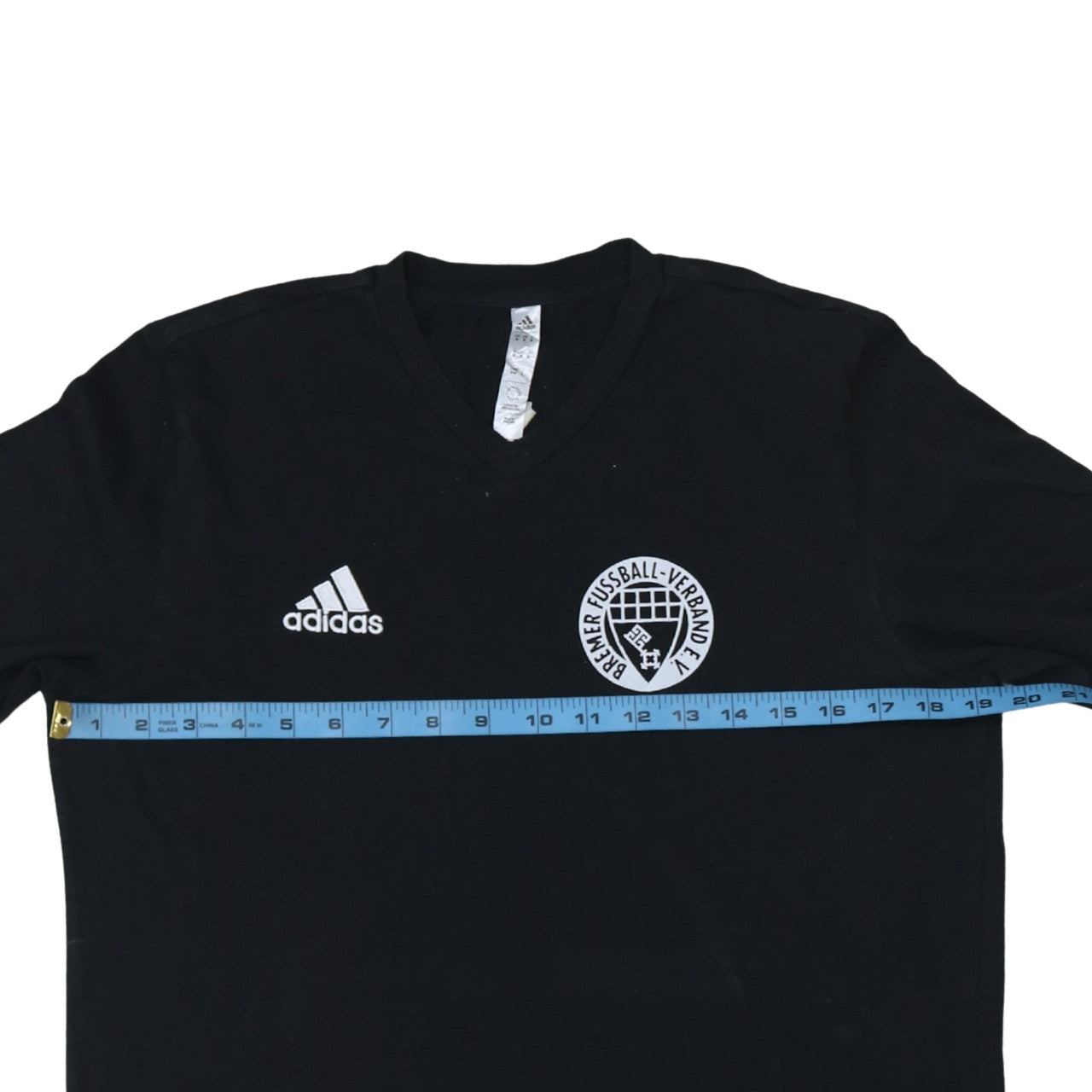 Adidas Men’s Black V-Neck Sports T-Shirt Size M Football Logo