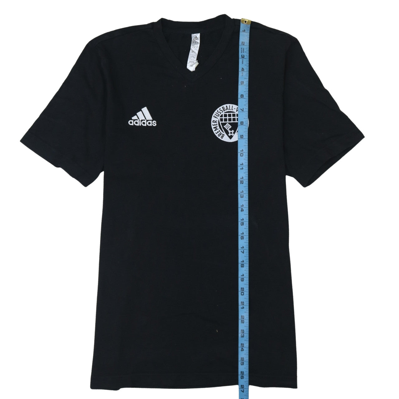 Adidas Men’s Black V-Neck Sports T-Shirt Size M Football Logo