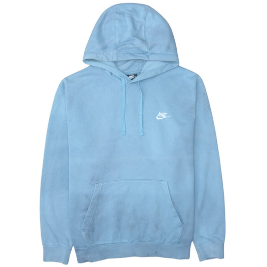 Nike Men Blue Pullover Hoodie XL Fleece Cotton Blend Logo Sweatshirt