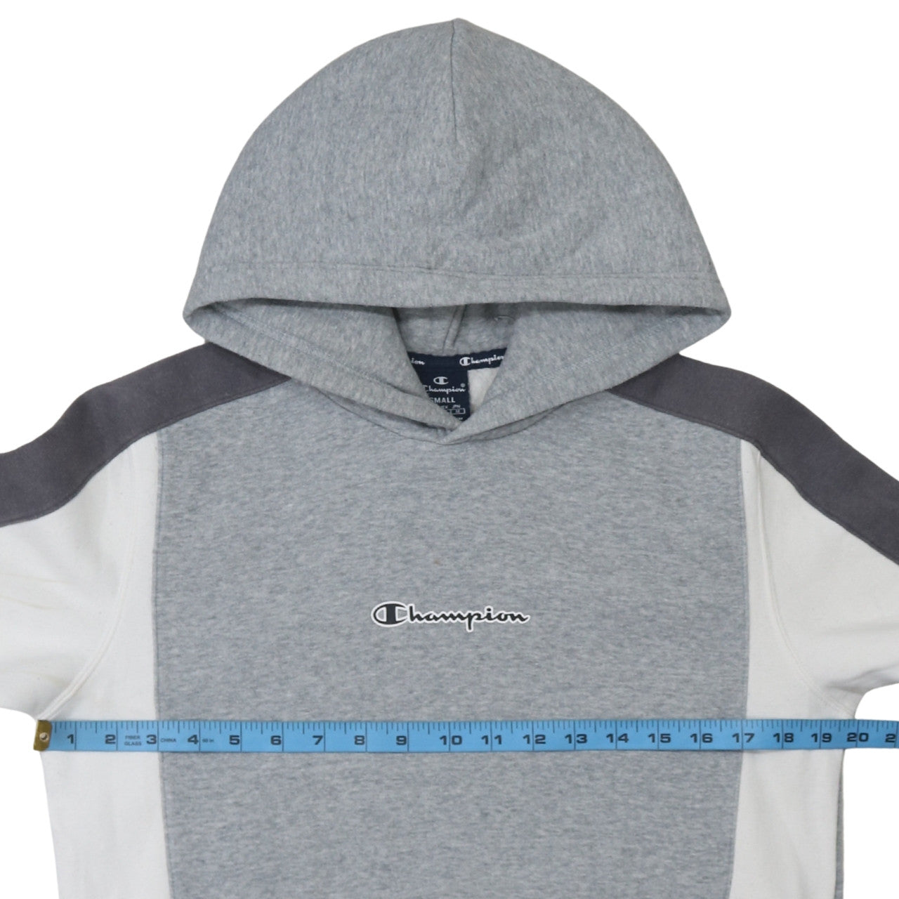 Champion Men’s Grey Small Pullover Hoodie with Logo Design