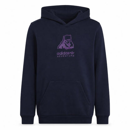Front view of Adidas boys’ navy adventure pullover hooded sweatshirt xl 15-16 years