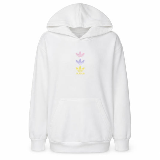 Adidas Girls White Logo Pullover Hoodie 13-14 Years Fleece Cotton Blend