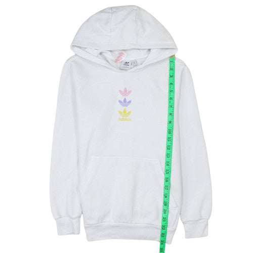 Adidas Girls White Logo Pullover Hoodie 13-14 Years Fleece Cotton Blend