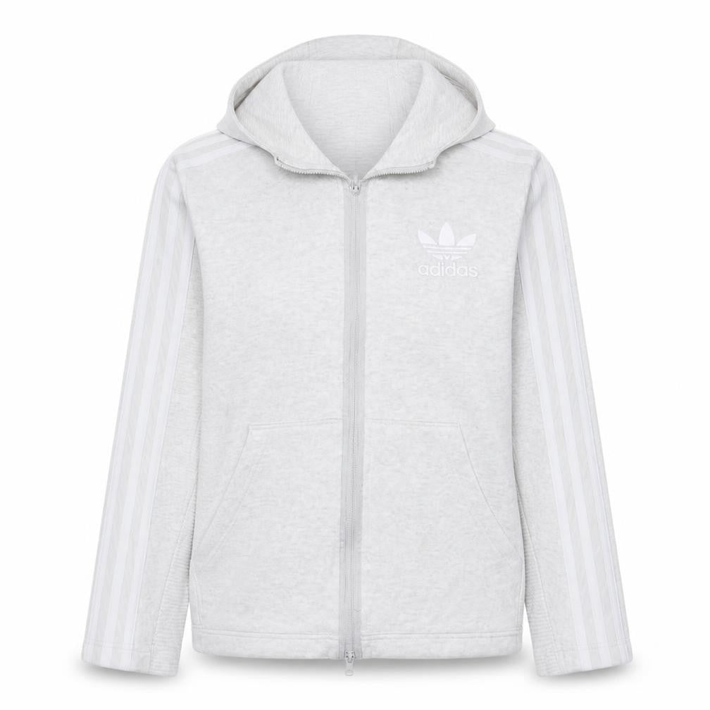 Adidas Women Grey Full Zip Hoodie Size M Cotton Blend Casual Sportswear