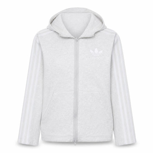 Adidas Women Grey Full Zip Hoodie Size M Cotton Blend Casual Sportswear