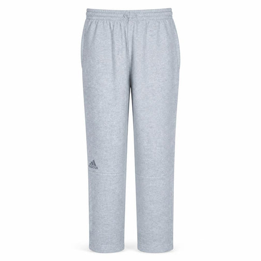 Front view of Adidas Men’s Grey L Fleece Sweatpants with Ankle Zip Pockets
