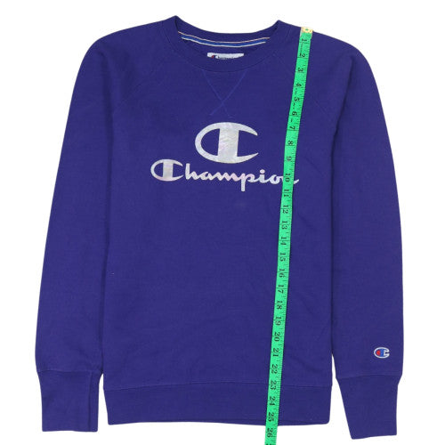 Champion Women Purple Crew Neck Logo Sweatshirt M