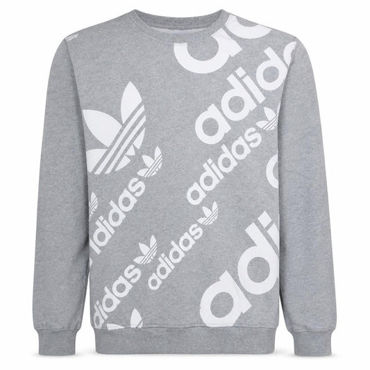 Adidas Men's Grey Logo Pullover Sweatshirt Size M