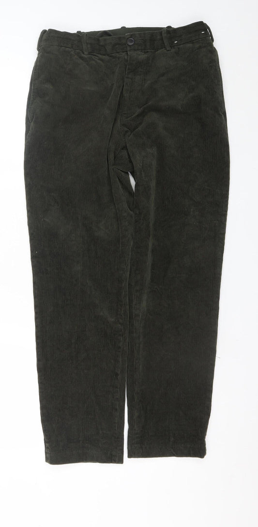 Uniqlo Men's Green Corduroy Chino Trousers Size S Regular Fit