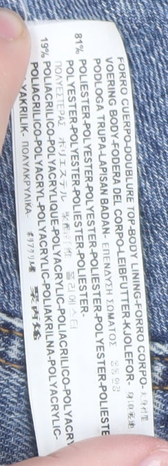 Zara Man Denim Blue Sherpa Lined Jacket Men L Casual Classic