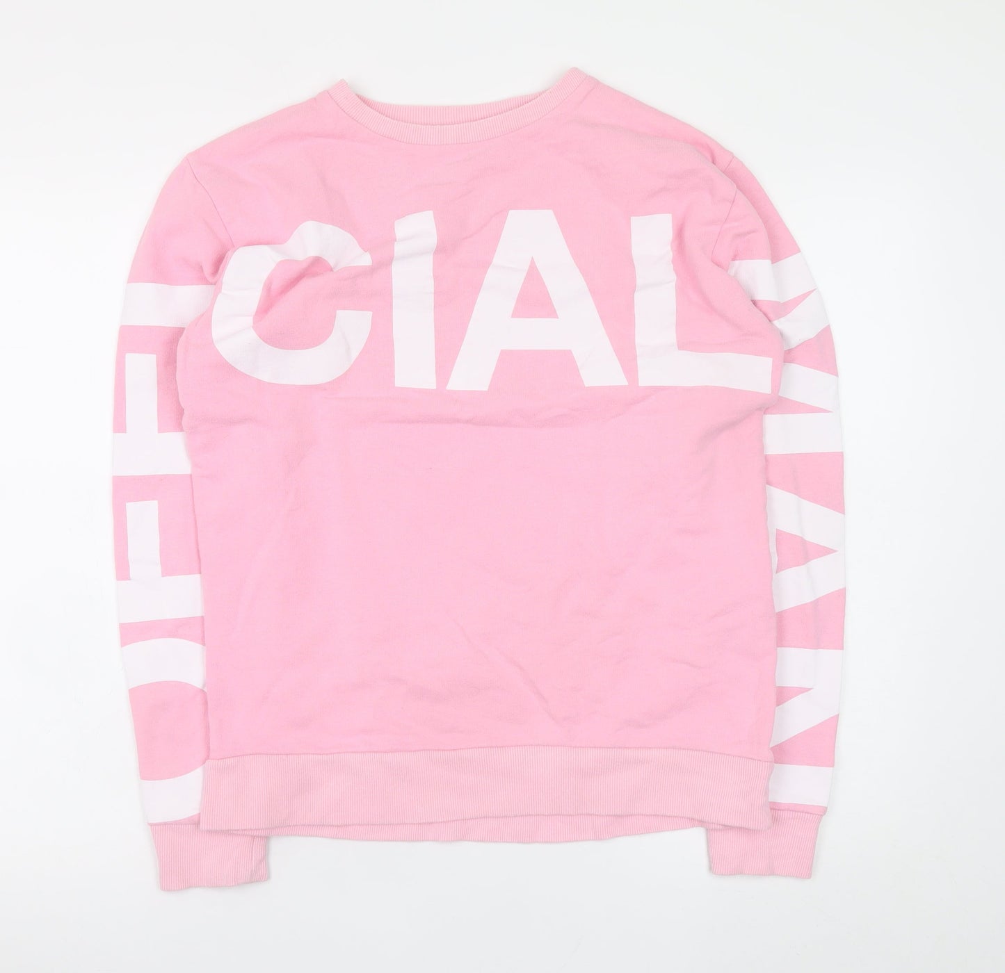 boohooMAN Mens Pink Logo Pullover Sweatshirt Size M Regular Fit