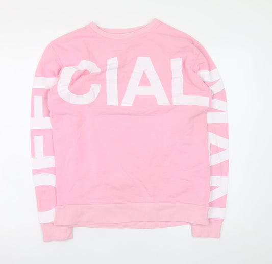 boohooMAN Mens Pink Logo Pullover Sweatshirt Size M Regular Fit