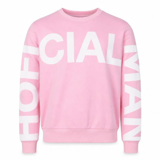boohooMAN Mens Pink Logo Pullover Sweatshirt Size M Regular Fit