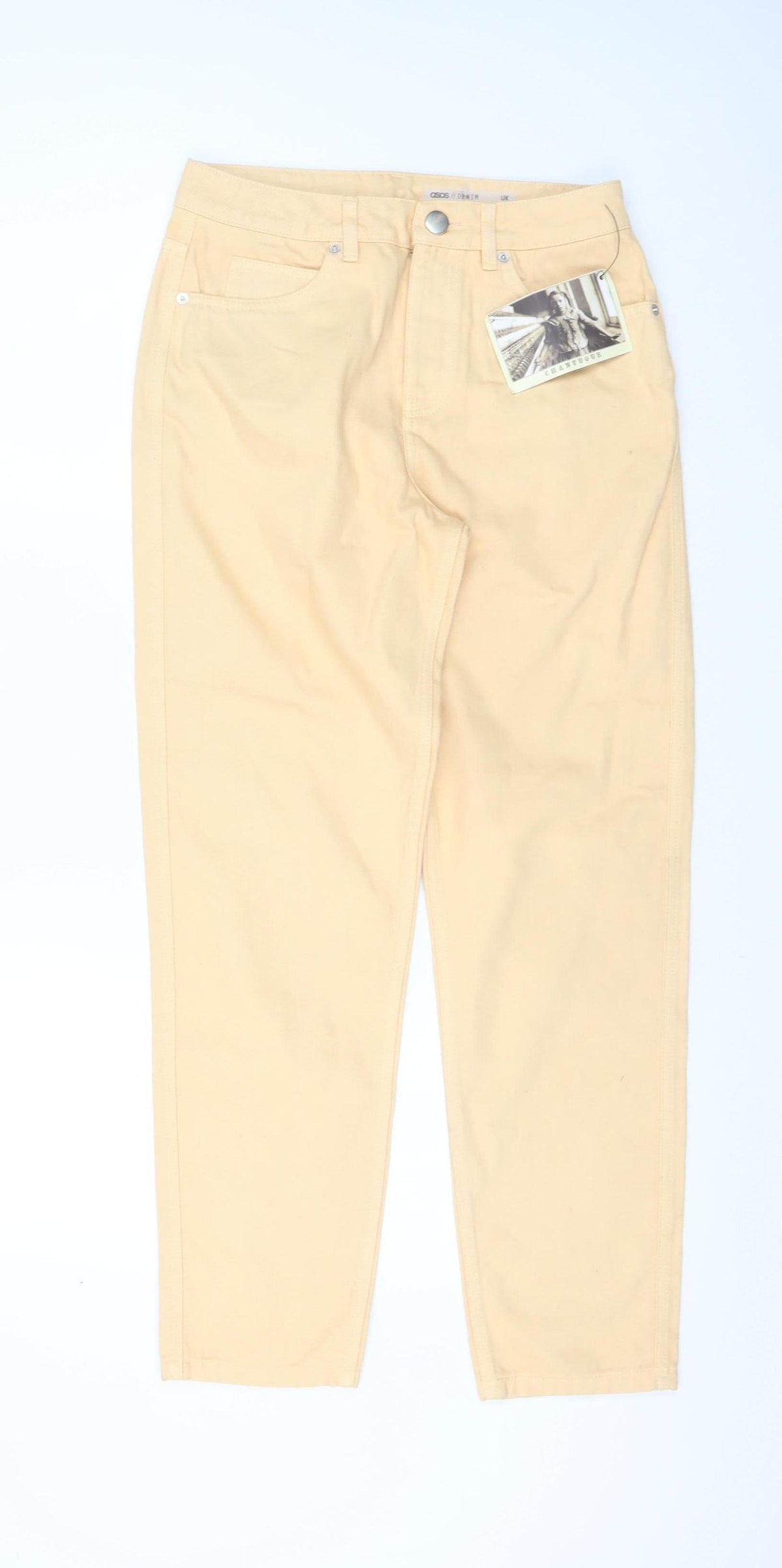ASOS Women Beige Mom Jeans Size 10 Regular High Waist Denim