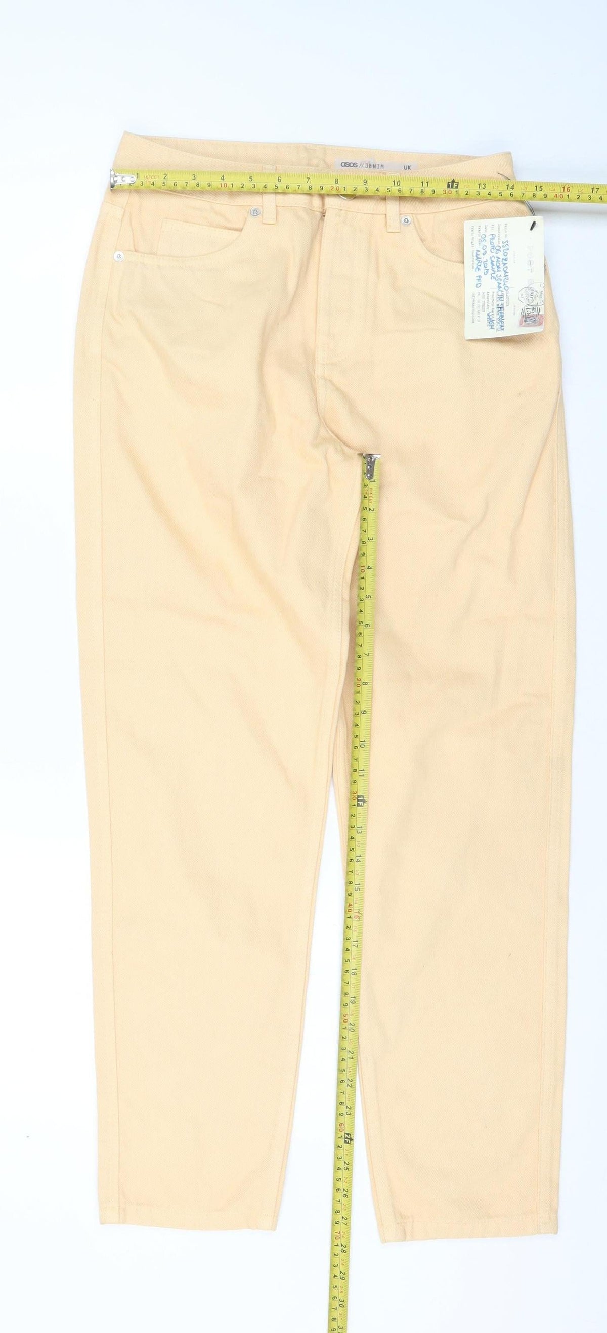 ASOS Women Beige Mom Jeans Size 10 Regular High Waist Denim