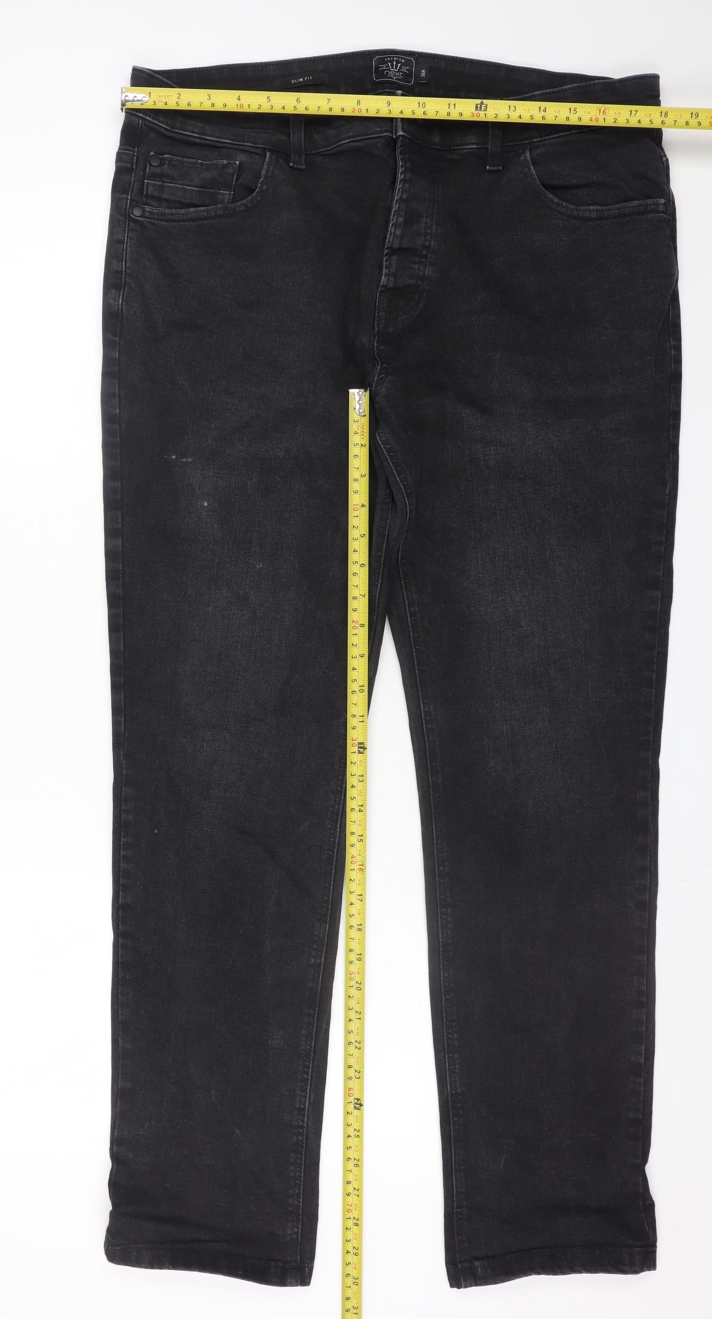 Marks and Spencer Next Mens Black Slim Fit Jeans 36W 31L Denim Classic Style