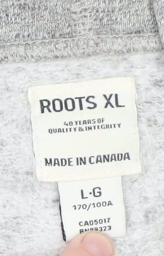 Roots Mens Grey XL Full Zip Hoodie Fleece Cotton Blend