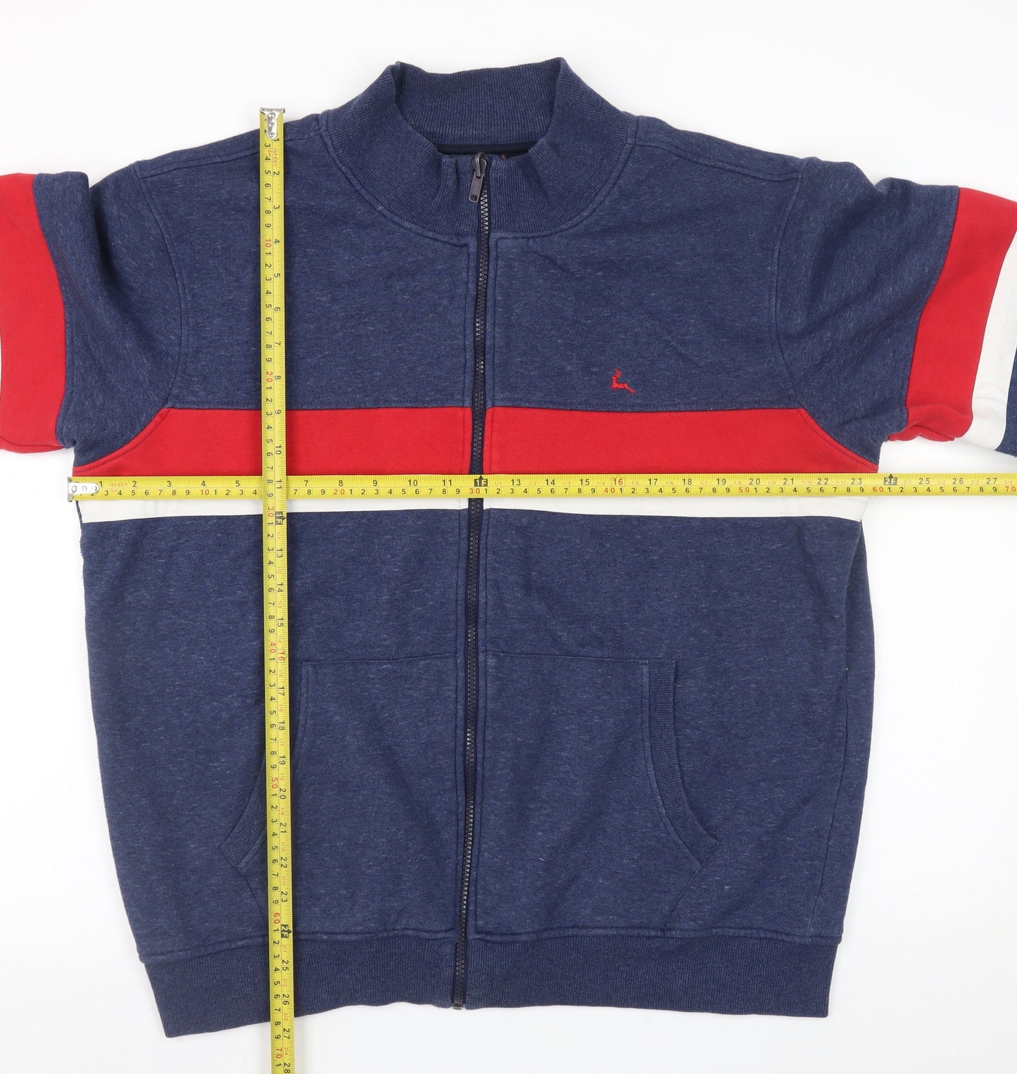 Parx Men's Blue Red Stripe Full Zip Sweatshirt XL