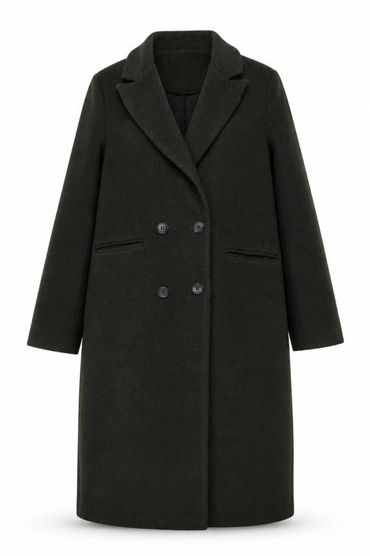 F&F Women’s Green Long Wool Blend Overcoat Size S