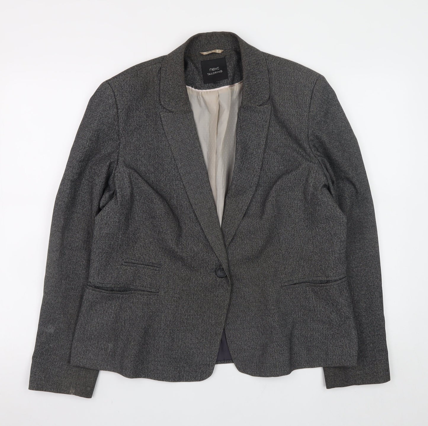 Next Women Grey Blazer Jacket UK 18 Tailored Classic Lined Stretch