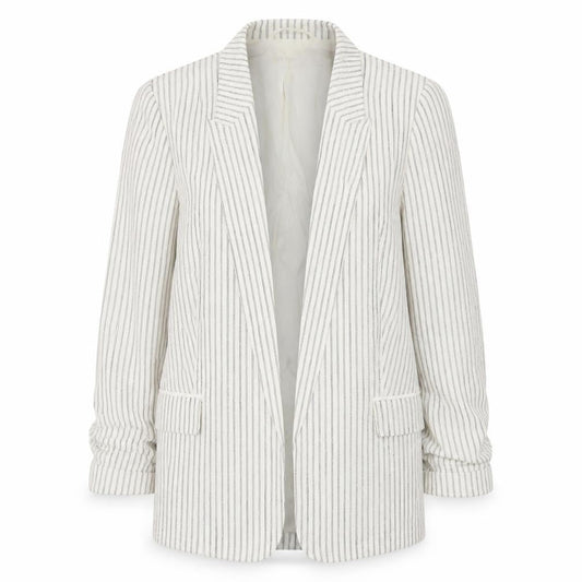 Marks & Spencer Women's White Striped Linen Blend Blazer UK 10
