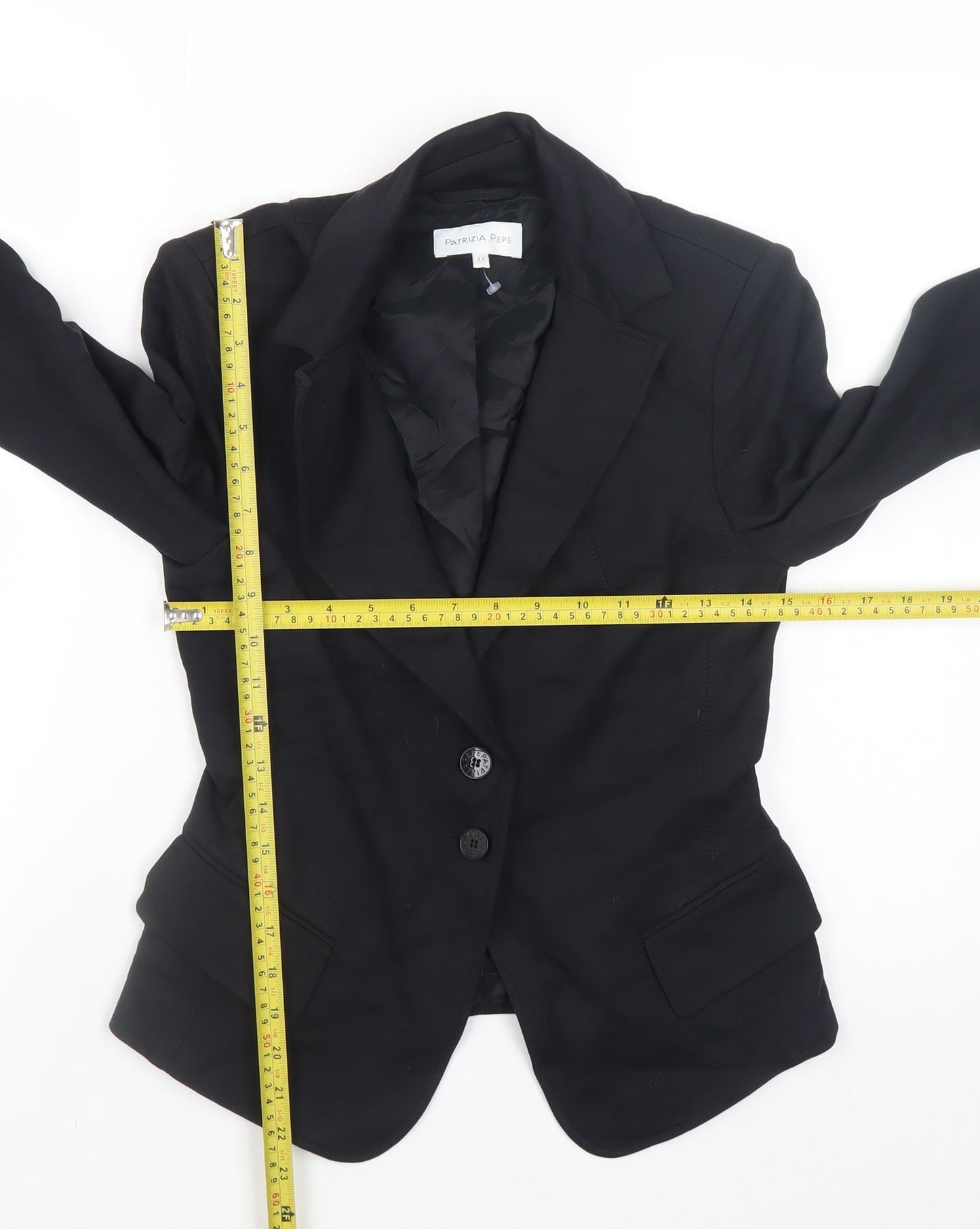 Patrizia Pepe Women's Black Blazer Size 12 Slim Fit Classic Jacket