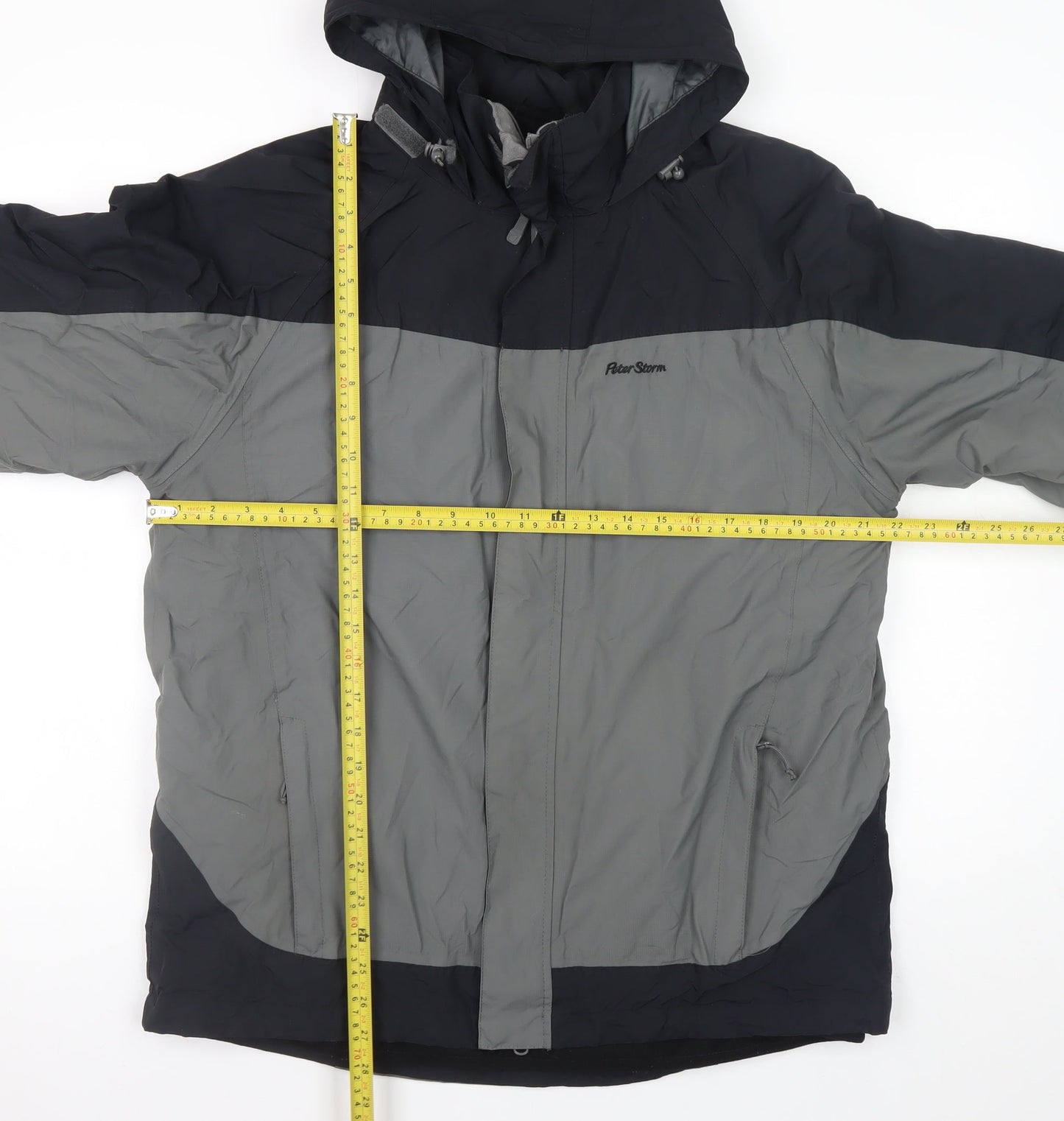 Peter Storm Men's Grey Waterproof Hooded Rain Jacket M