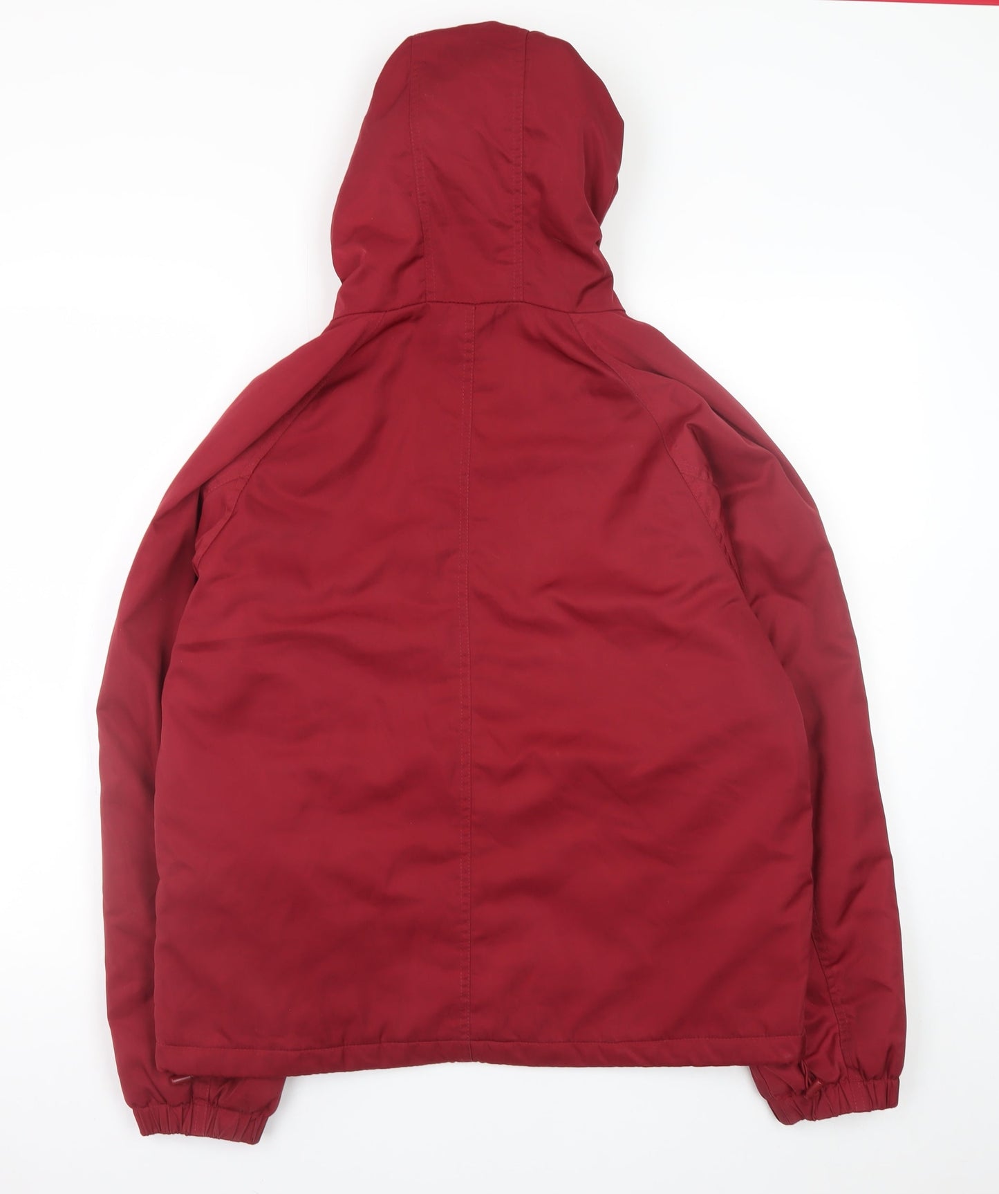 Stay Womens Red Hooded Puffer Jacket Size M Polyester Winter Coat