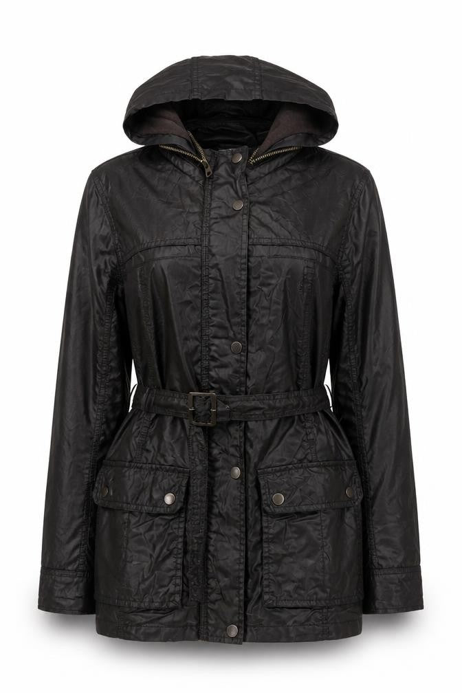 Marks & Spencer Womens Brown Hooded Belted Parka Jacket Size 10