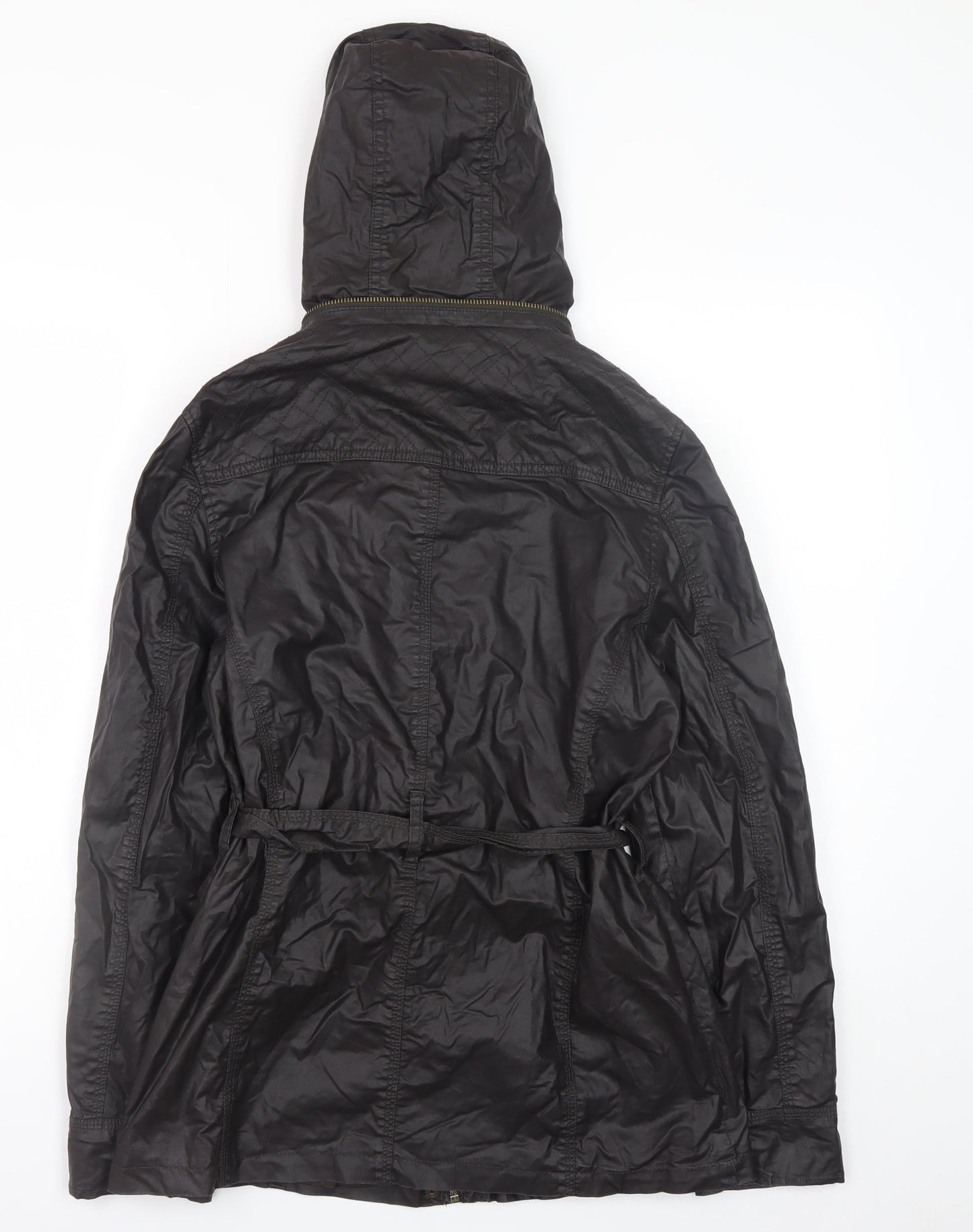 Marks and Spencer Womens Brown Hooded Belted Parka Jacket Size 10