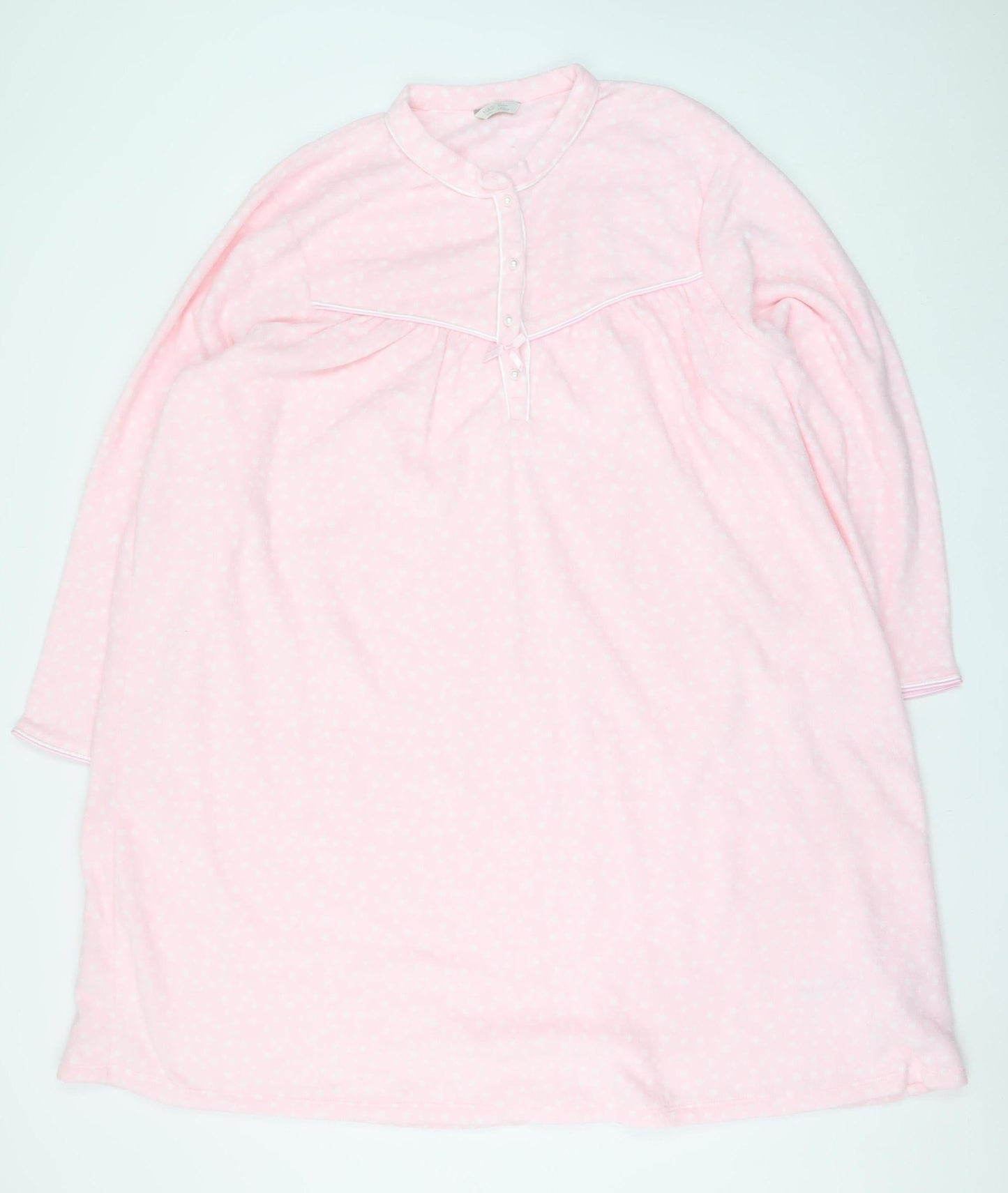 Marks and Spencer Women Pink Fleece Long Sleeve Nightshirt Size 24-26