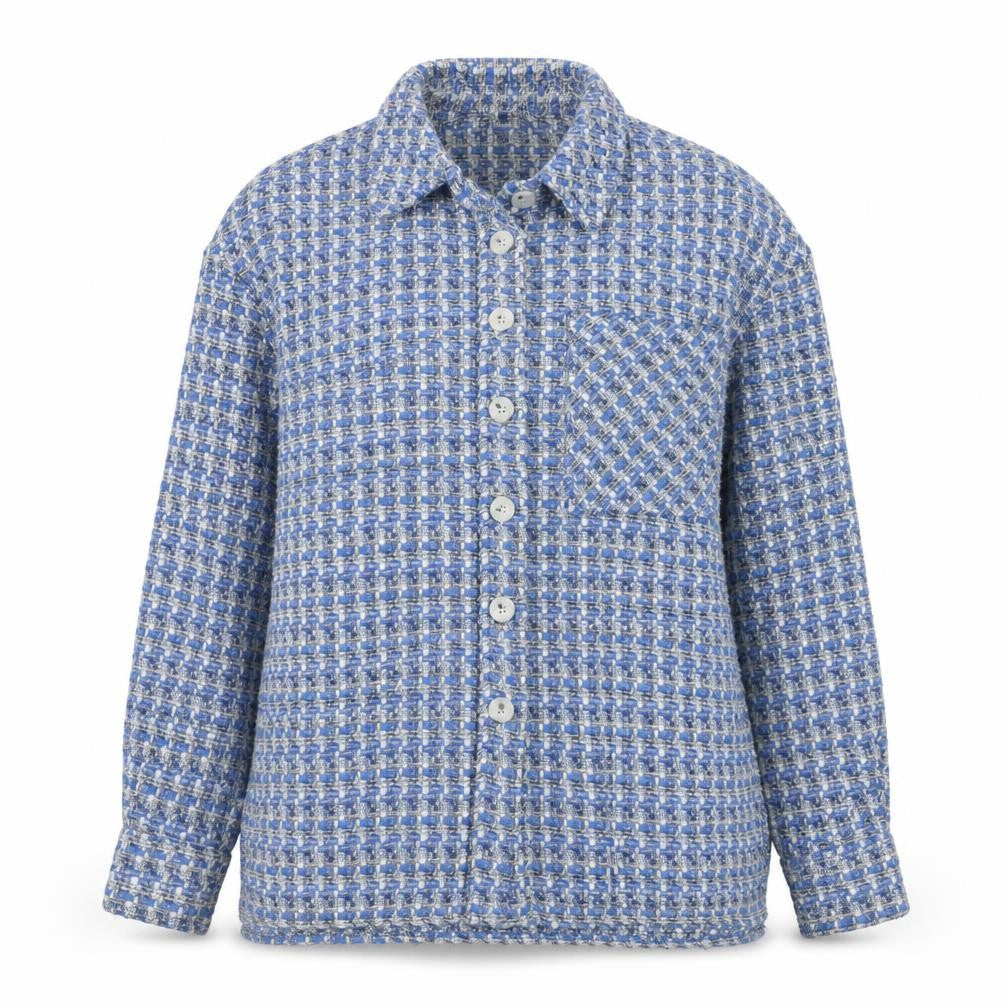 Primark Women's Blue Checked Tweed Button Jacket Size 10