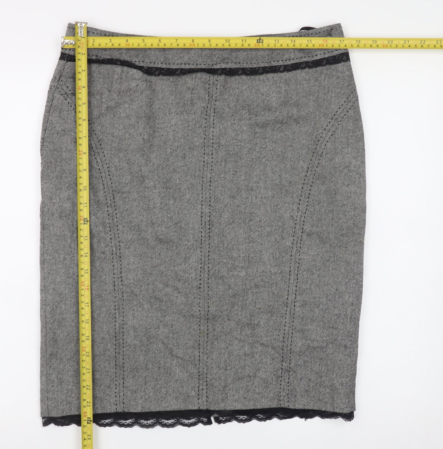 Marks and Spencer Women Grey Wool Blend Pencil Skirt UK 14