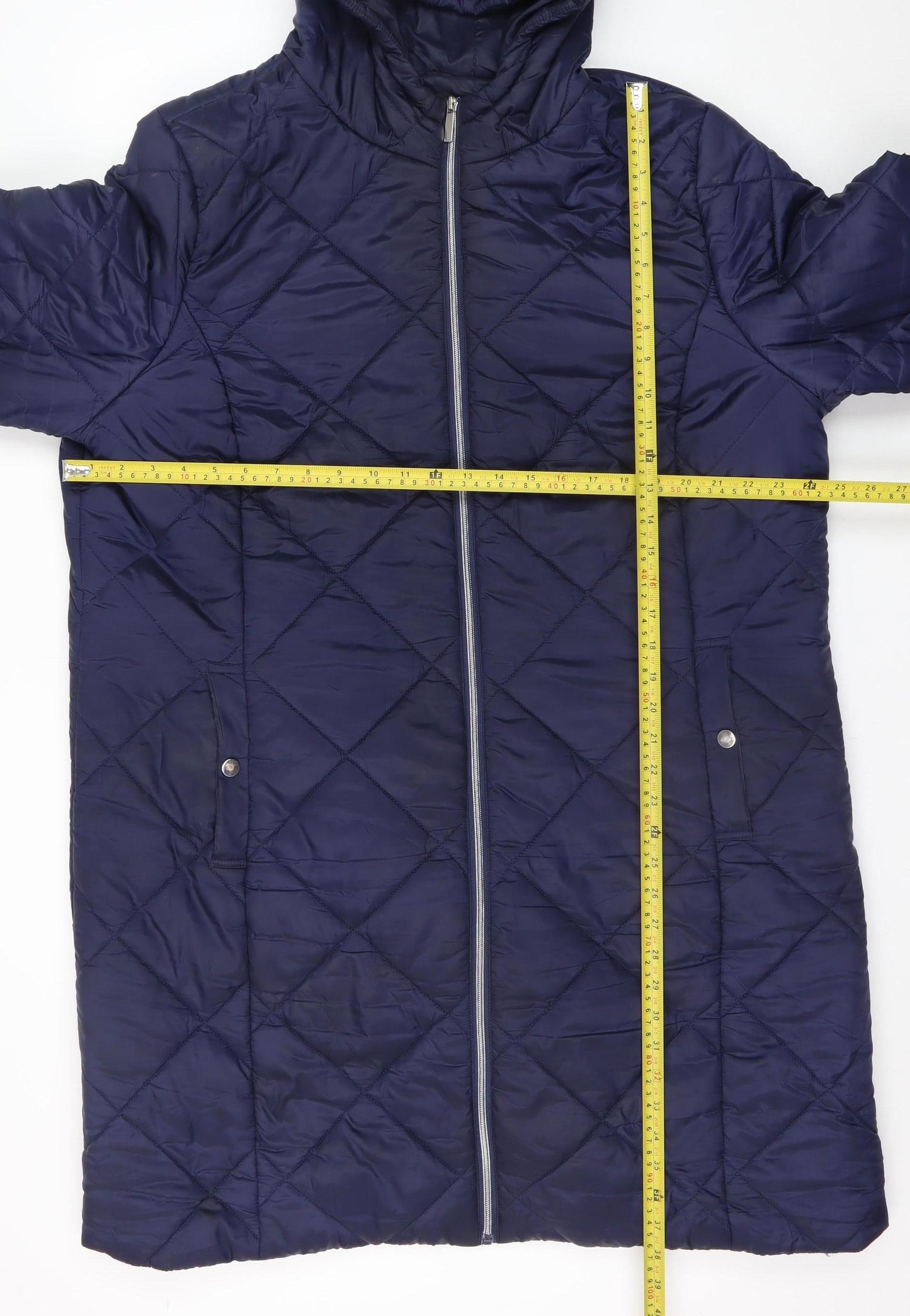 Friends Like These Women’s Blue Quilted Long Hooded Coat Size 22