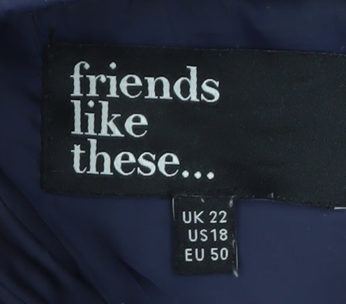 Friends Like These Women’s Blue Quilted Long Hooded Coat Size 22