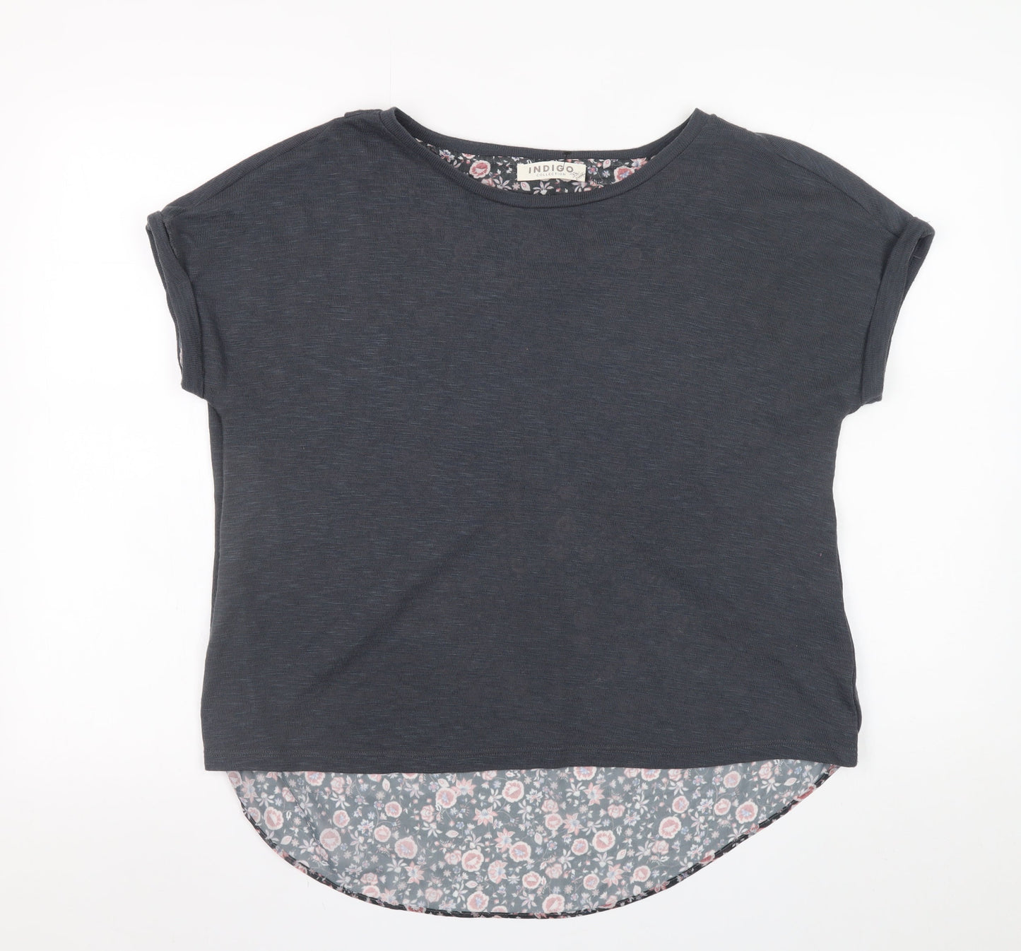 Marks and Spencer Women’s Grey Floral Hem Short Sleeve T-Shirt Size 14