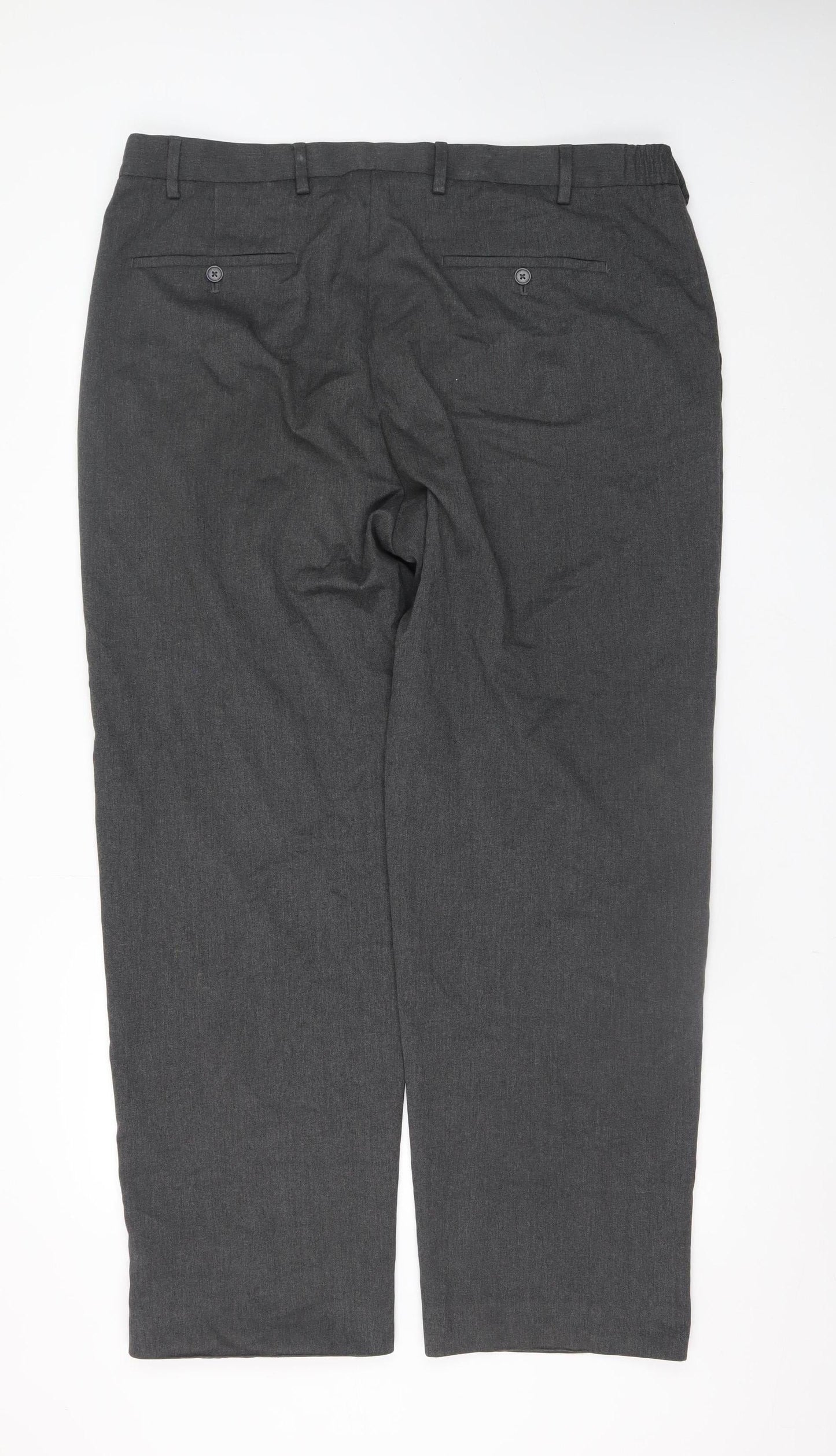 Marks and Spencer Men's Grey Regular Fit Trousers 40W 31L