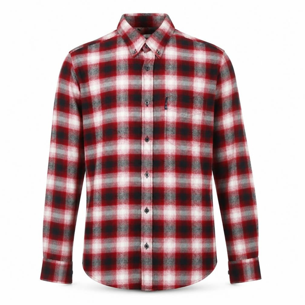 Ben Sherman Men's Red Check Long Sleeve Button-Up Shirt Size M